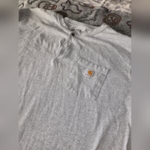 Carhartt Button-up Long Sleeve T-Shirt With Pocket Men’s 4XL Loose Fit